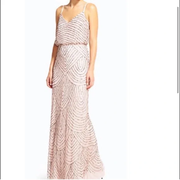 adrianna papell one shoulder beaded blouson dress Adrianna Papell One-Shoulder Floral Beaded Gown main image 0